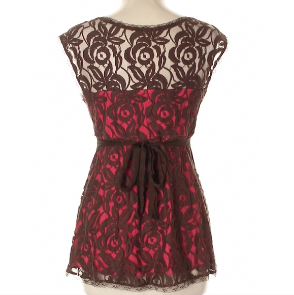 weston wear red with brown lace over lay top size large - Picture 2 of 4